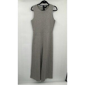 J Crew Womens Jumpsuit Medium Sleeveless Lurex Jumpsuit Velvet Tie Silver Knit